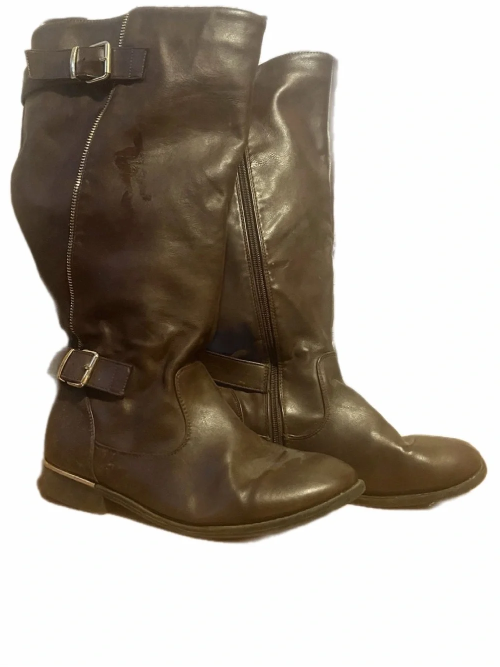 Women’s Tall Brown Leather Riding Boots Very Broken In Size 9 W